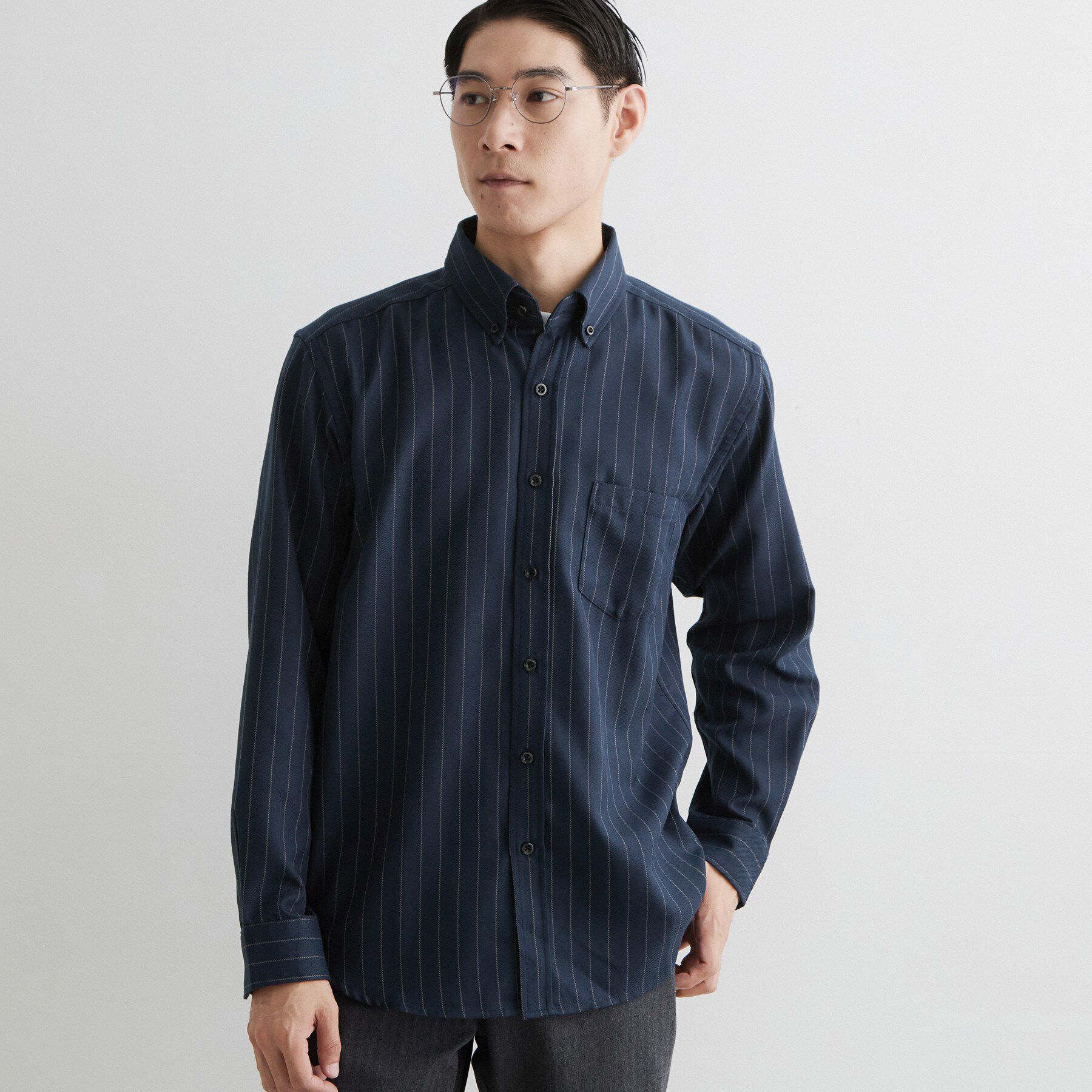 THE SHOP TK「【防シワ／洗濯機OK】アソート 長袖ネルシャツ」|シャツ・ブラウス|ブルー(393)