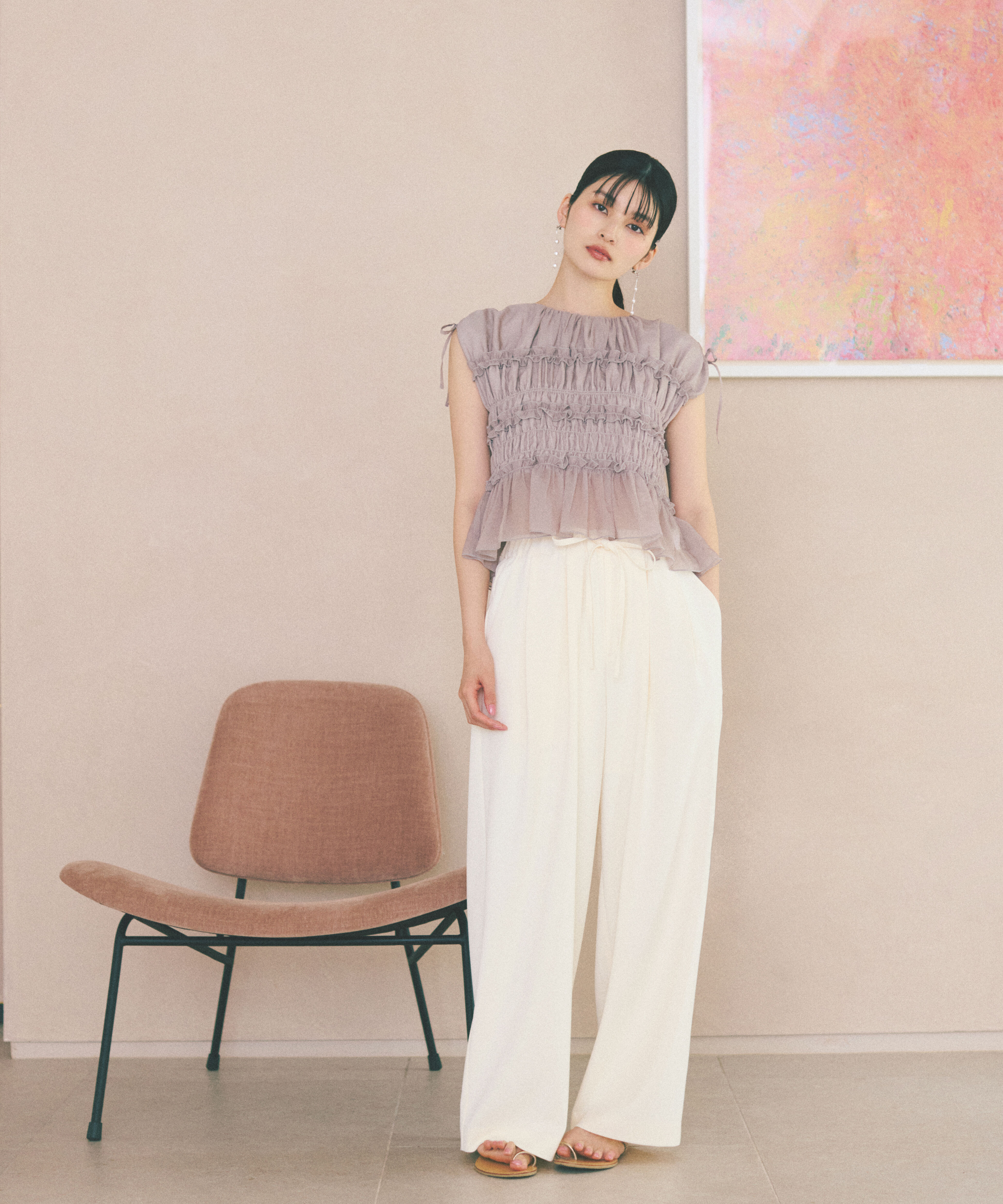 PROPORTION BODY DRESSING「〈a/mie〉シャーリングフリルブラウス＜ブルー：WEB限定＞」|シャツ・ブラウス|