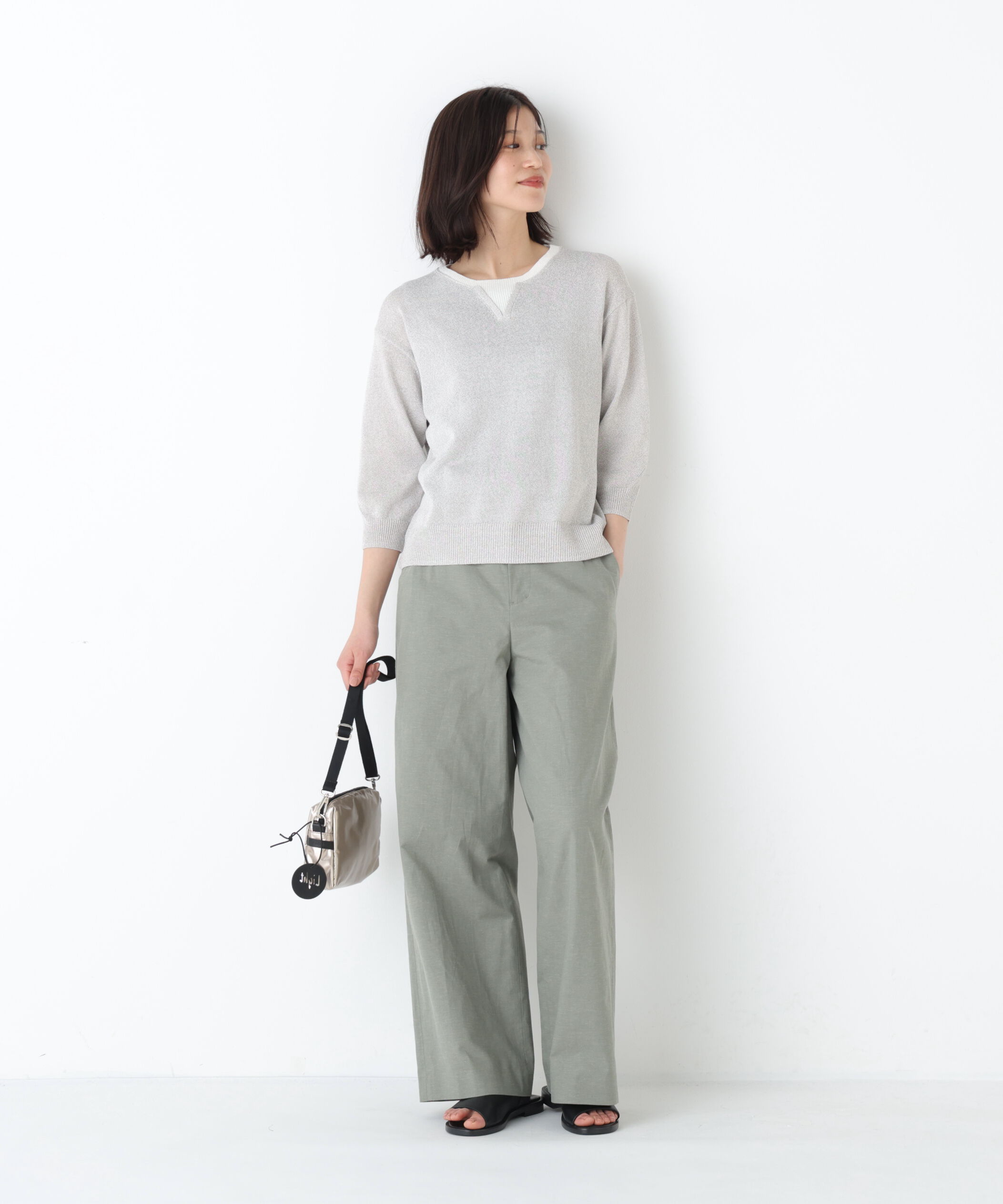  「◆《名品 / 洗える》　ペーパーヤーンクルーネックプルオーバー」|ニット・セーター|