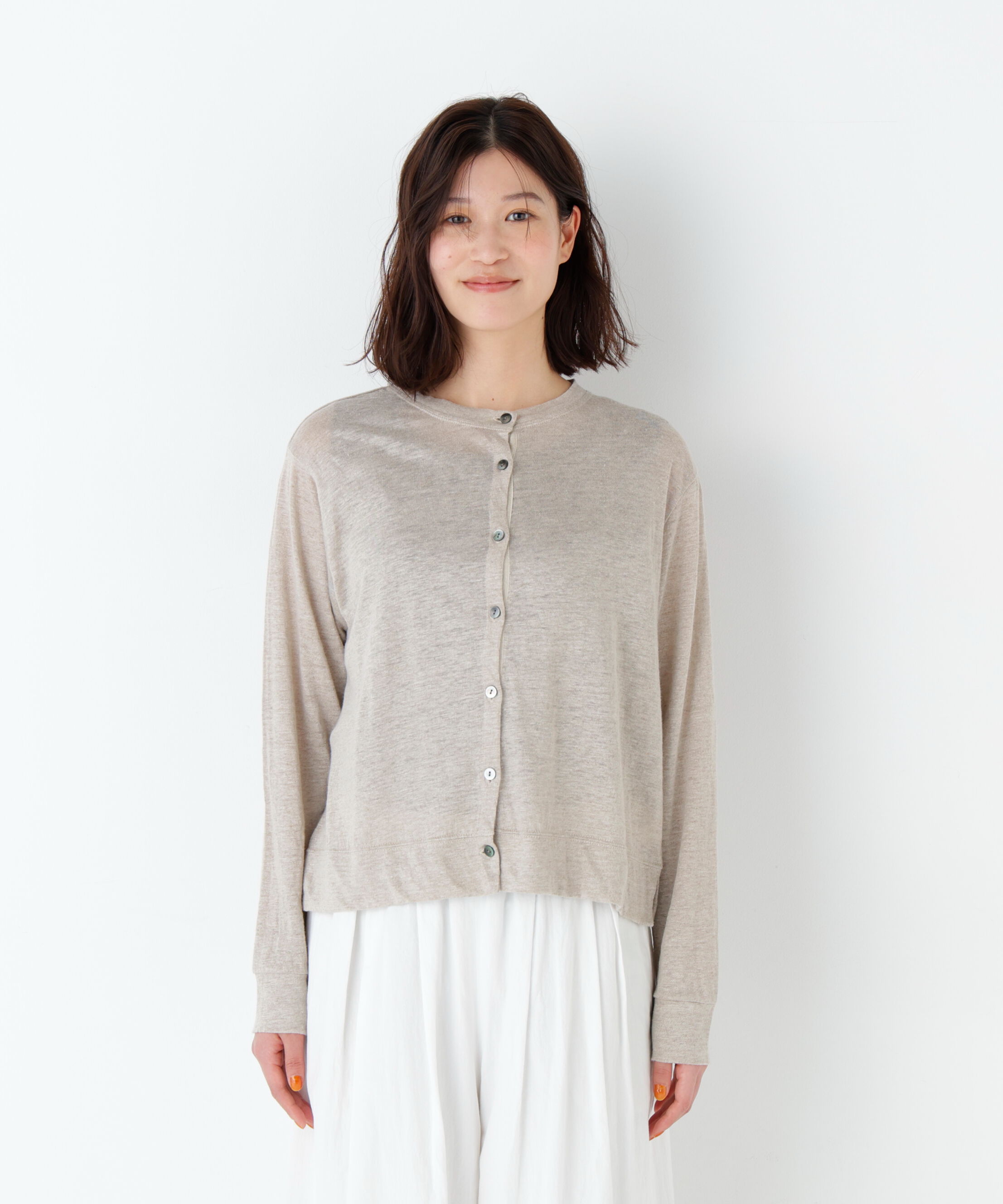  「《洗える / リネン100%》リネン天竺カーディガン」|Tシャツ・カットソー|
