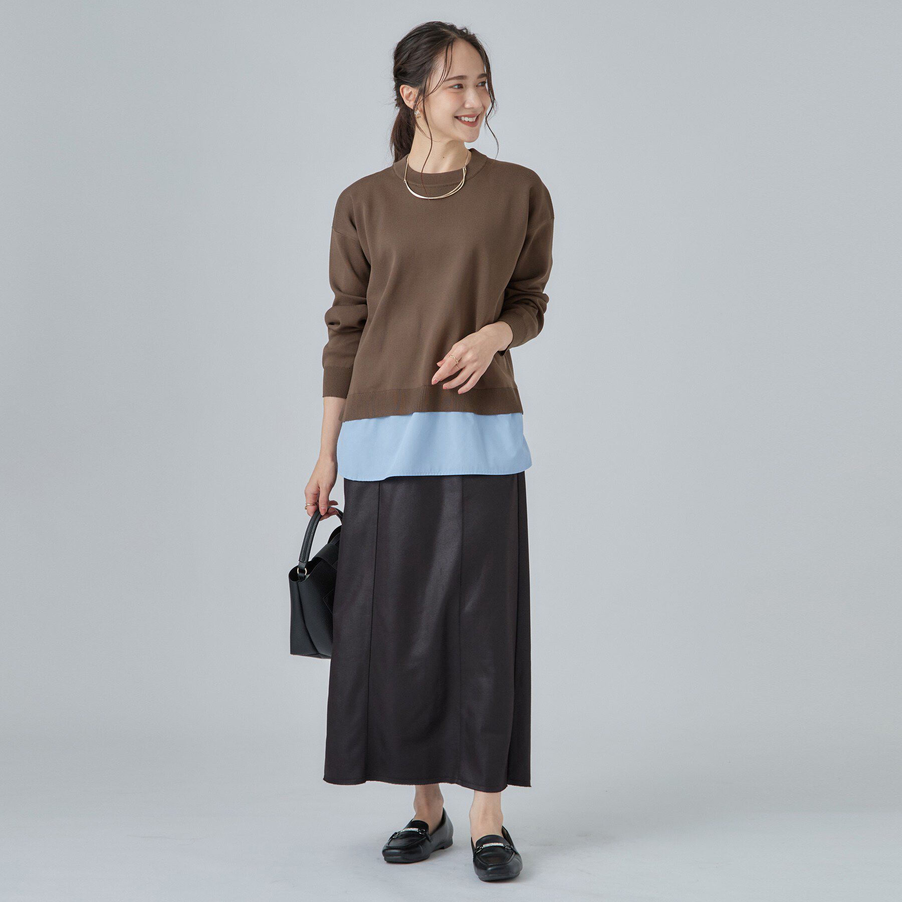 SHOO･LA･RUE「【S-LL】着るだけできまる シャツレイヤード風 スポンディッシュニット」|ニット・セーター|