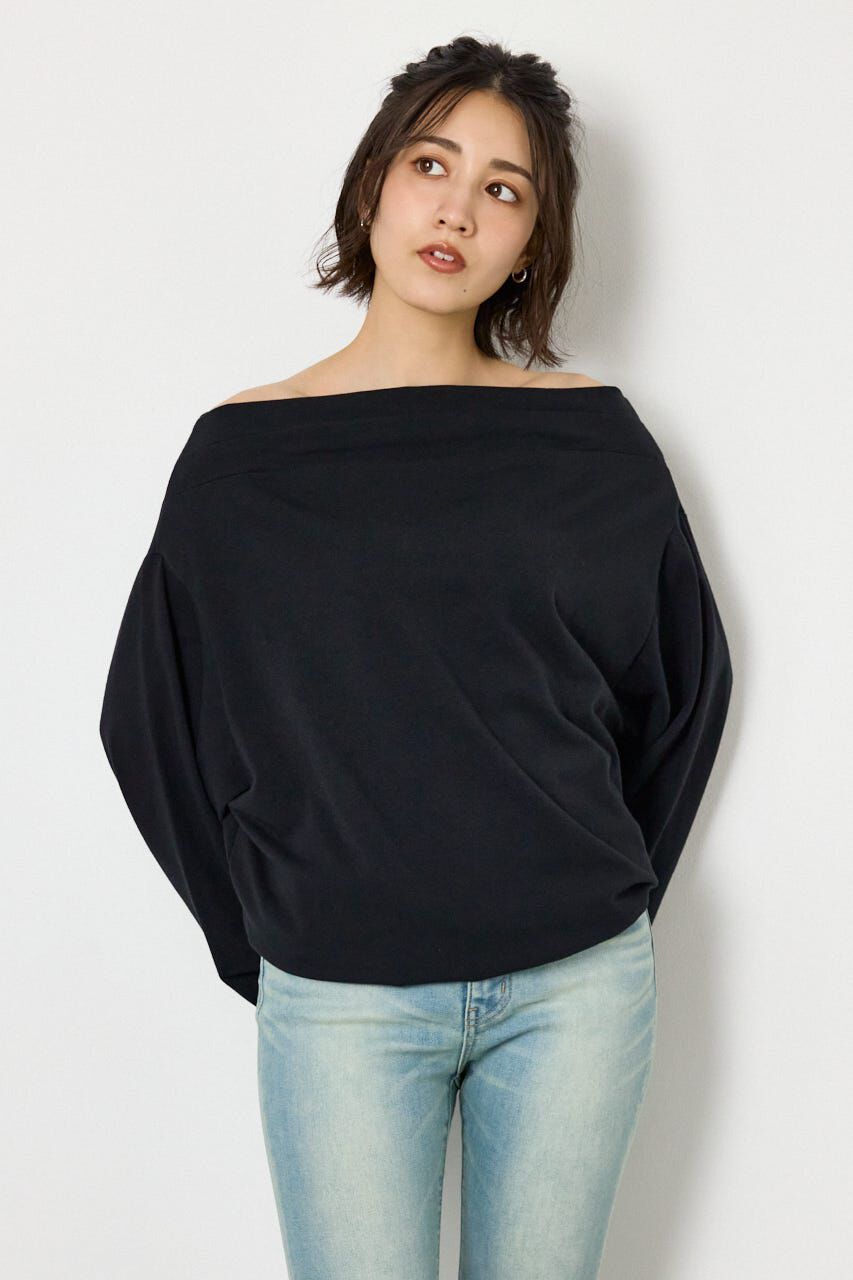 RODEO CROWNS「タックデザインオフショルL/Sトップス」|Tシャツ・カットソー|BLK