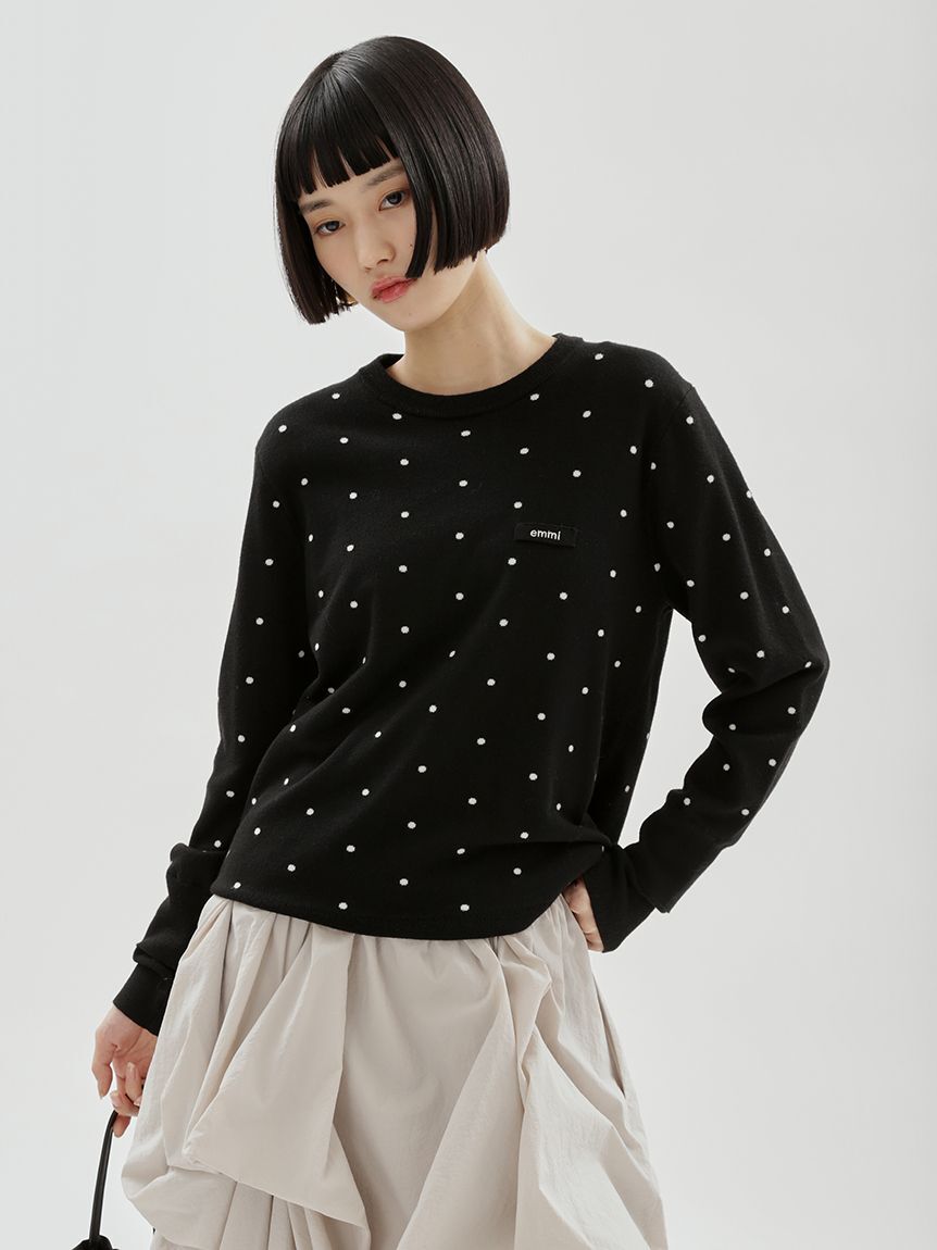 emmi atelier「【ONLINE限定カラーあり】emmiロゴクルーネックプルオーバー」|ニット・セーター|