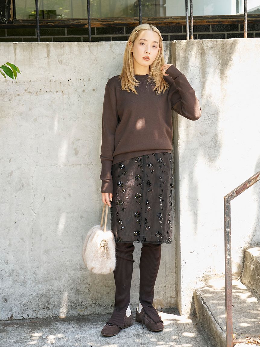emmi atelier「【ONLINE限定カラーあり】emmiロゴクルーネックプルオーバー」|ニット・セーター|