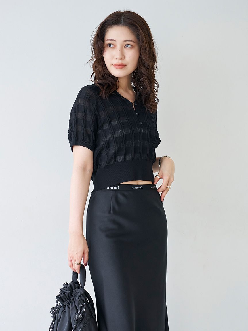 emmi atelier「シアーチェックポロニット」|ニット・セーター|