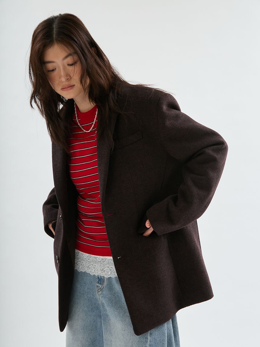 emmi atelier「マルチボーダーロングスリーブニット」|ニット・セーター|