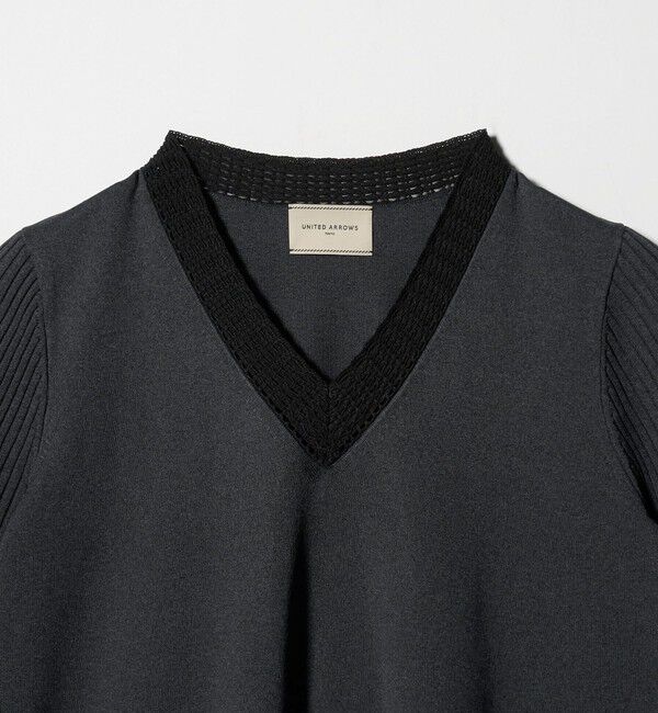 UNITED ARROWS「Vネック ニット ショートスリーブ チュニック」|ニット・セーター|
