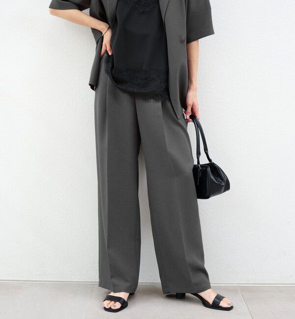 UNITED ARROWS green label relaxing「［size SHORT/TALLあり］エアシカル タック パンツ 接触冷感 通気性」|スラックス|DK.GRAY