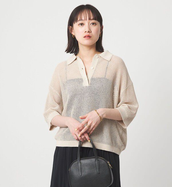 UNITED ARROWS green label relaxing「メッシュ ポロニット ウォッシャブル」|ニット・セーター|NATURAL