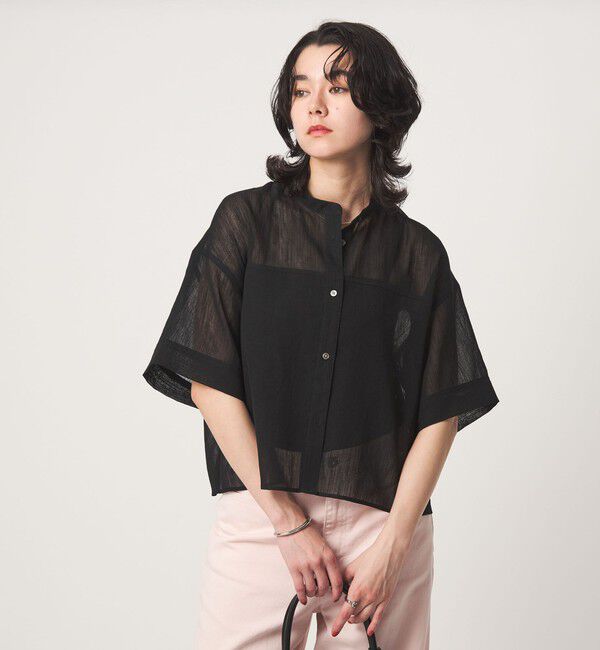 UNITED ARROWS green label relaxing「ラミーライク ショートスリーブ シャツ 通気性」|シャツ・ブラウス|BLACK