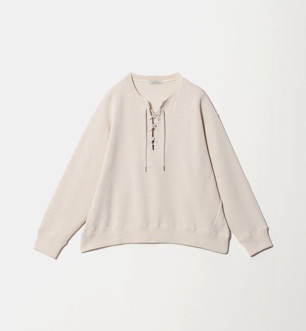 UNITED ARROWS green label relaxing「【WEB限定】＜at ease＞ダブルフェイス レースアップ プルオーバー カットソー」|Tシャツ・カットソー|NATURAL