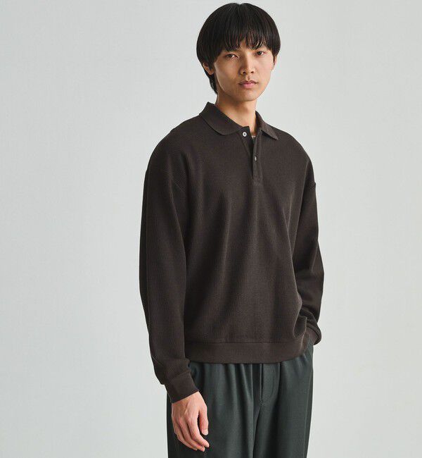 UNITED ARROWS green label relaxing「ワッフル 長袖 ポロシャツ」|ポロシャツ|DK.BROWN