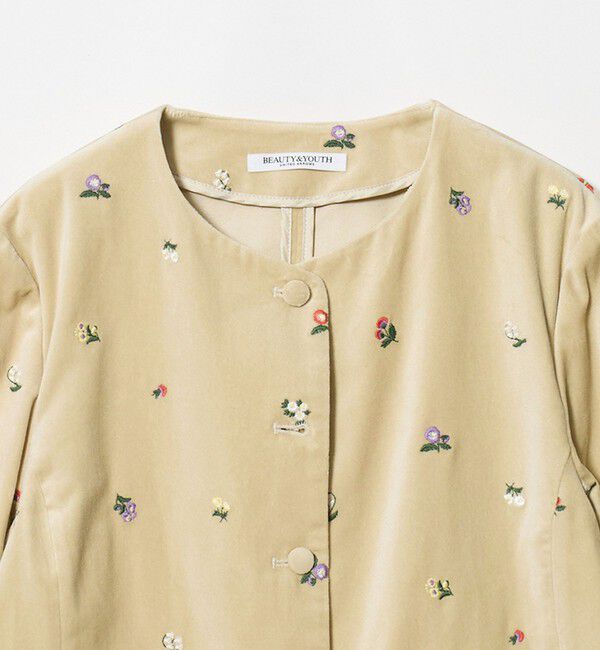 BEAUTY&YOUTH UNITED ARROWS「ベロア エンブロイダリー ノーカラージャケット」|ノーカラージャケット|