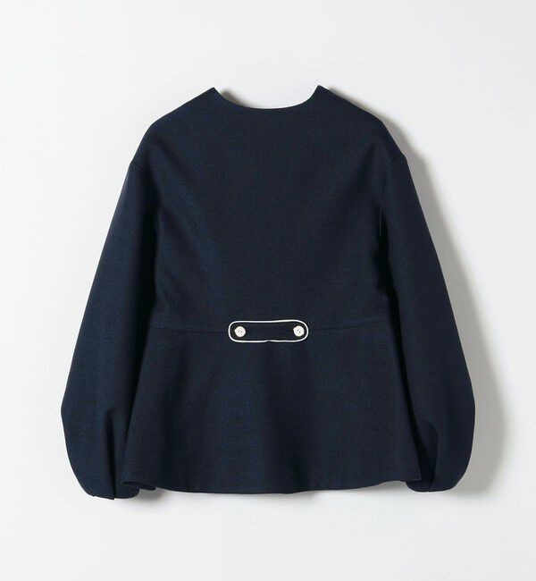 SHIPS any「SHIPS any:〈手洗い可能〉パフ スリーブ ノーカラー ジャケット［NAVY BLUE］」|ノーカラージャケット|