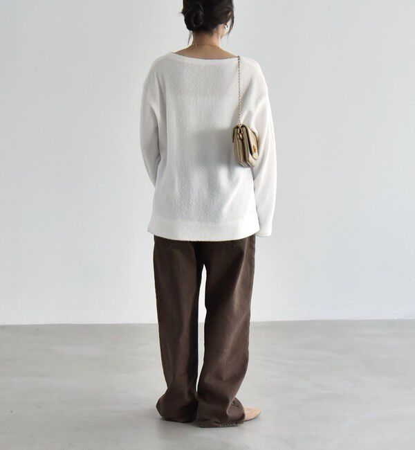 quaranciel「《予約》〈洗濯機可能〉シャギー カット ボートネック ルーズ プルオーバー」|Tシャツ・カットソー|