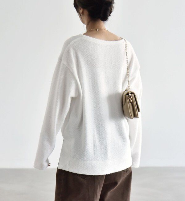 quaranciel「《予約》〈洗濯機可能〉シャギー カット ボートネック ルーズ プルオーバー」|Tシャツ・カットソー|