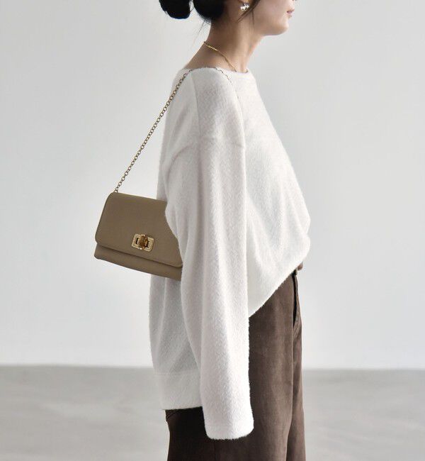 quaranciel「《予約》〈洗濯機可能〉シャギー カット ボートネック ルーズ プルオーバー」|Tシャツ・カットソー|