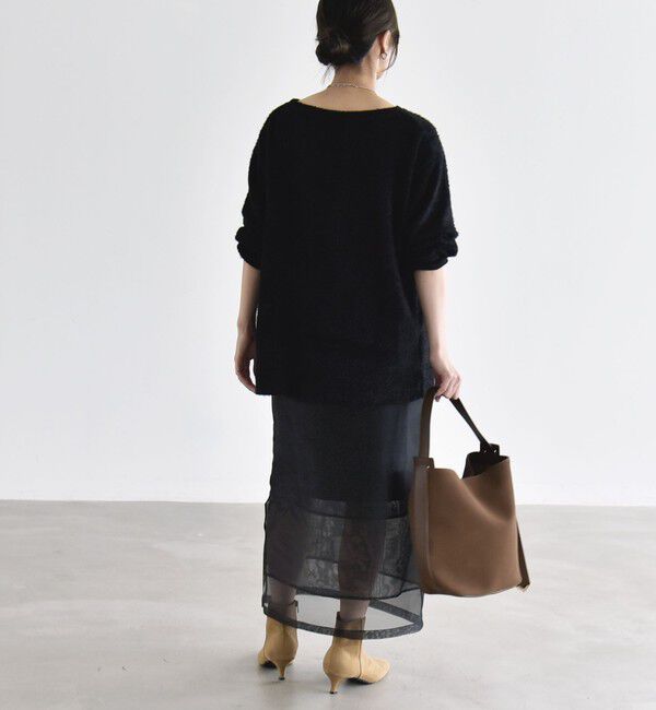 quaranciel「《予約》〈洗濯機可能〉シャギー カット ボートネック ルーズ プルオーバー」|Tシャツ・カットソー|