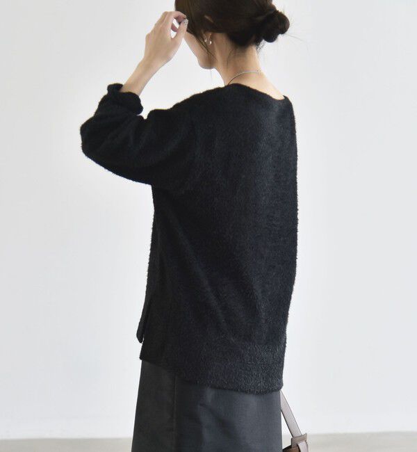 quaranciel「《予約》〈洗濯機可能〉シャギー カット ボートネック ルーズ プルオーバー」|Tシャツ・カットソー|