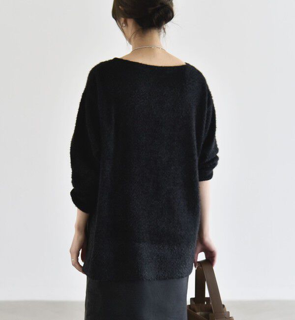 quaranciel「《予約》〈洗濯機可能〉シャギー カット ボートネック ルーズ プルオーバー」|Tシャツ・カットソー|