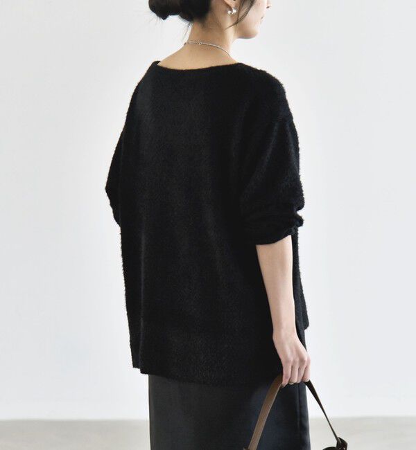 quaranciel「《予約》〈洗濯機可能〉シャギー カット ボートネック ルーズ プルオーバー」|Tシャツ・カットソー|