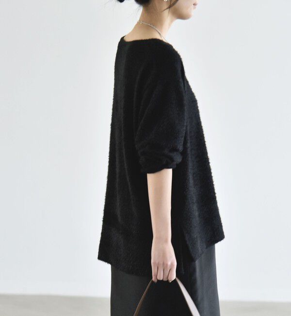 quaranciel「《予約》〈洗濯機可能〉シャギー カット ボートネック ルーズ プルオーバー」|Tシャツ・カットソー|