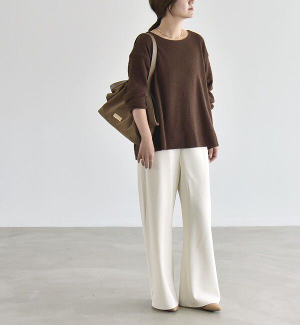 quaranciel「《予約》〈洗濯機可能〉シャギー カット ボートネック ルーズ プルオーバー」|Tシャツ・カットソー|