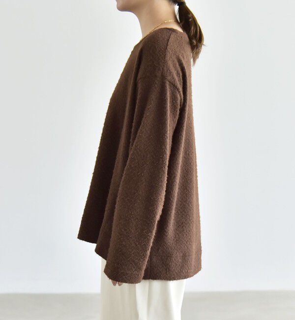 quaranciel「《予約》〈洗濯機可能〉シャギー カット ボートネック ルーズ プルオーバー」|Tシャツ・カットソー|