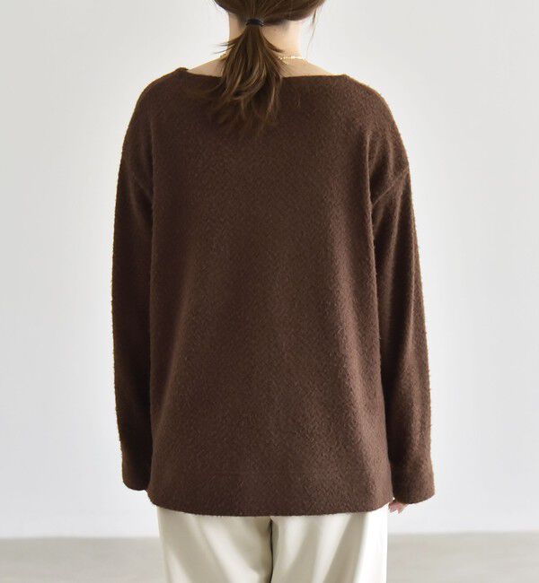 quaranciel「《予約》〈洗濯機可能〉シャギー カット ボートネック ルーズ プルオーバー」|Tシャツ・カットソー|