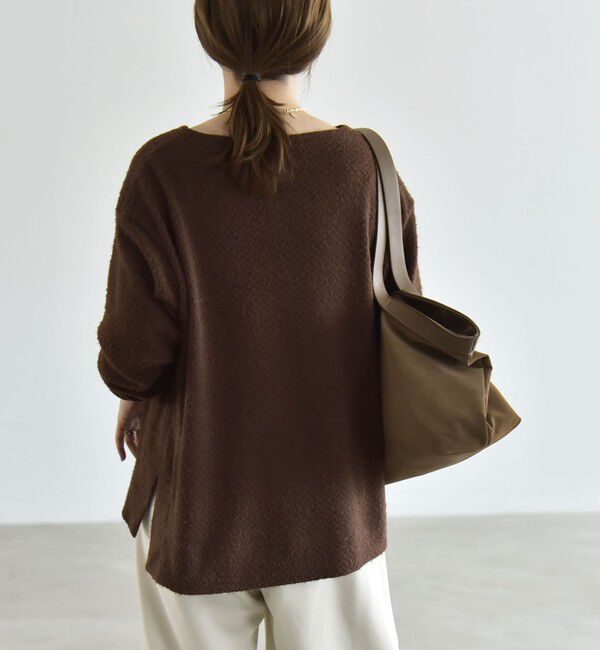 quaranciel「《予約》〈洗濯機可能〉シャギー カット ボートネック ルーズ プルオーバー」|Tシャツ・カットソー|