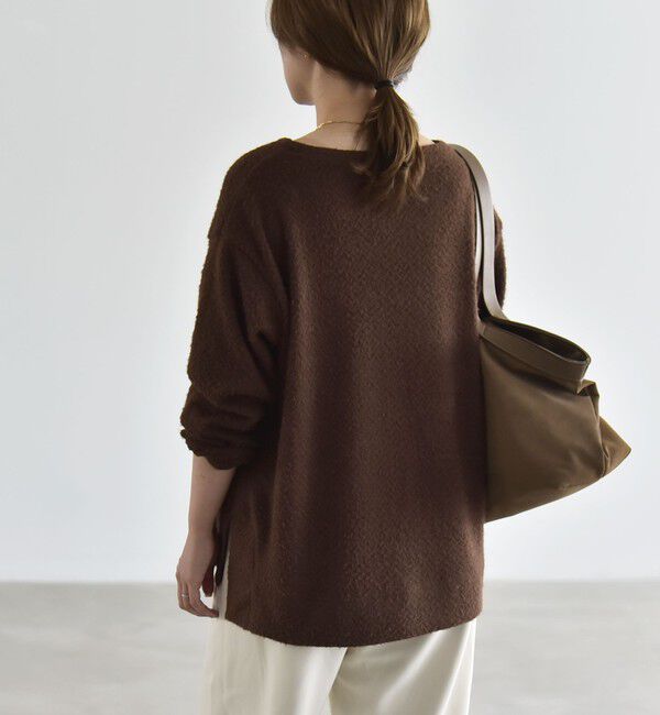 quaranciel「《予約》〈洗濯機可能〉シャギー カット ボートネック ルーズ プルオーバー」|Tシャツ・カットソー|
