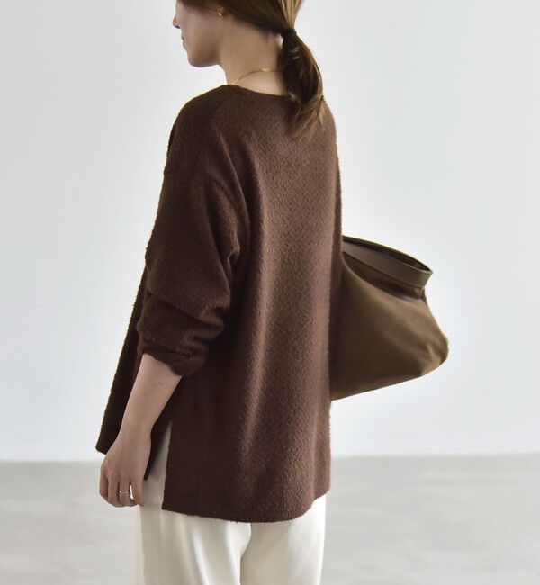 quaranciel「《予約》〈洗濯機可能〉シャギー カット ボートネック ルーズ プルオーバー」|Tシャツ・カットソー|