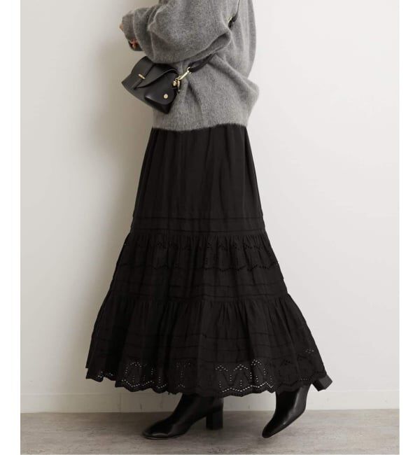 JOURNAL STANDARD relume「《WEB限定追加2》コットンボイルタック刺繍ロングスカート」|スカート|ブラック