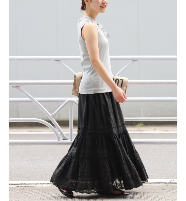 JOURNAL STANDARD relume「《WEB限定追加2》コットンボイルタック刺繍ロングスカート」|スカート|