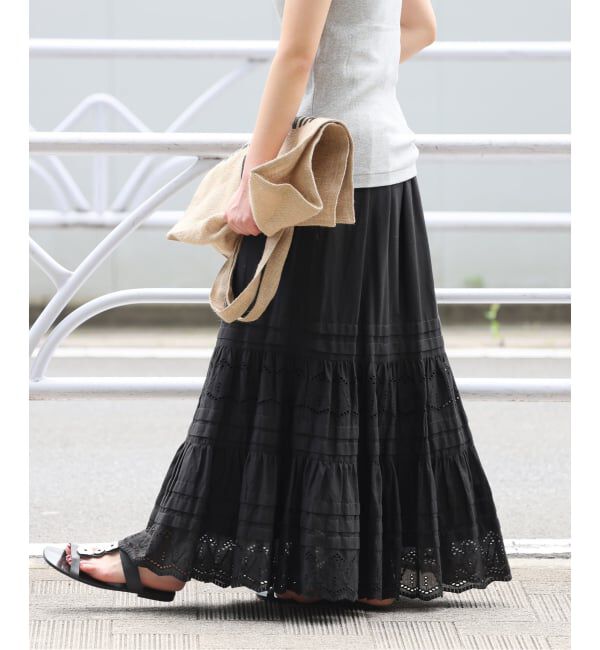 JOURNAL STANDARD relume「《WEB限定追加2》コットンボイルタック刺繍ロングスカート」|スカート|