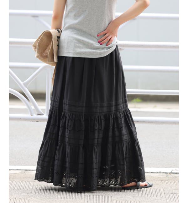 JOURNAL STANDARD relume「《WEB限定追加2》コットンボイルタック刺繍ロングスカート」|スカート|