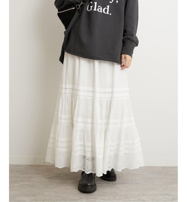 JOURNAL STANDARD relume「《WEB限定追加2》コットンボイルタック刺繍ロングスカート」|スカート|