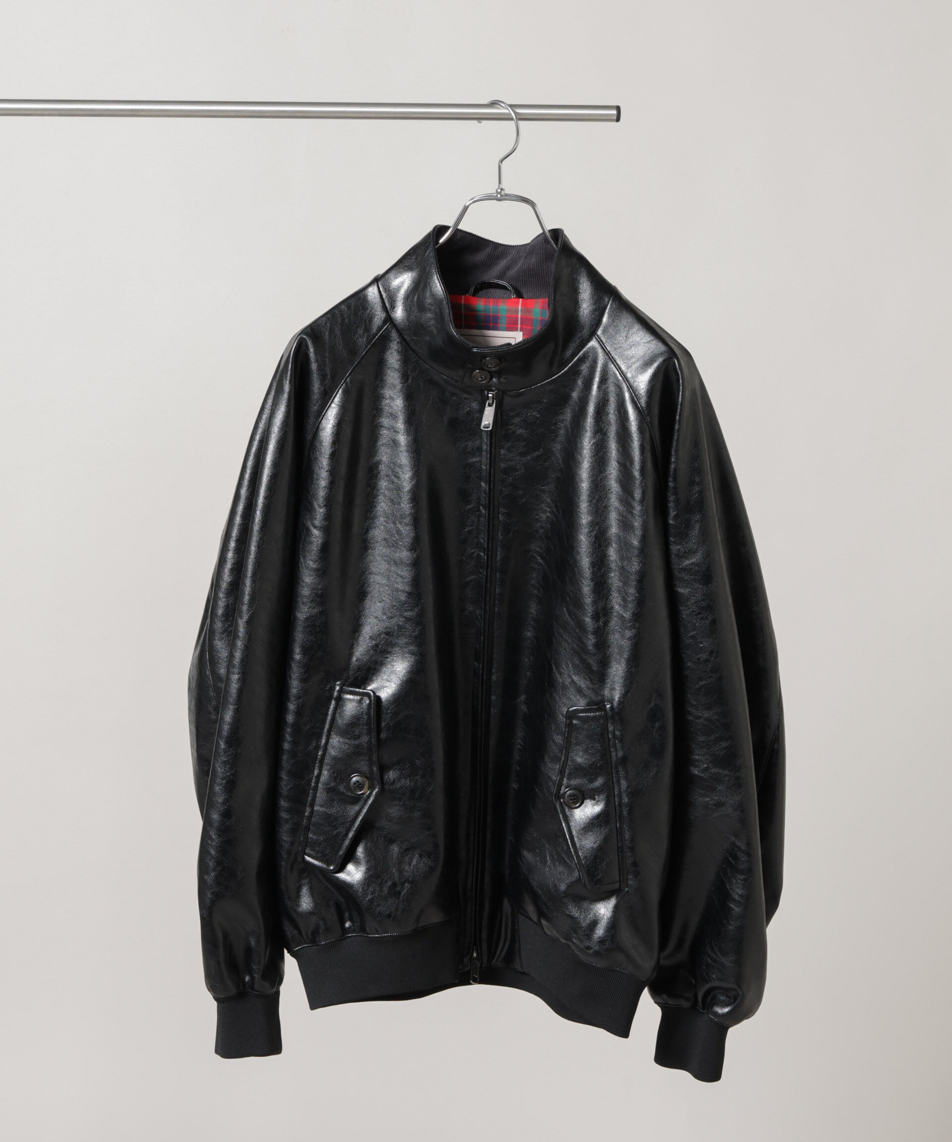 NANO universe「BARACUTA/別注 G9 フェイクレザー ショート ブルゾン」|ブルゾン・スタジャン|ブラック