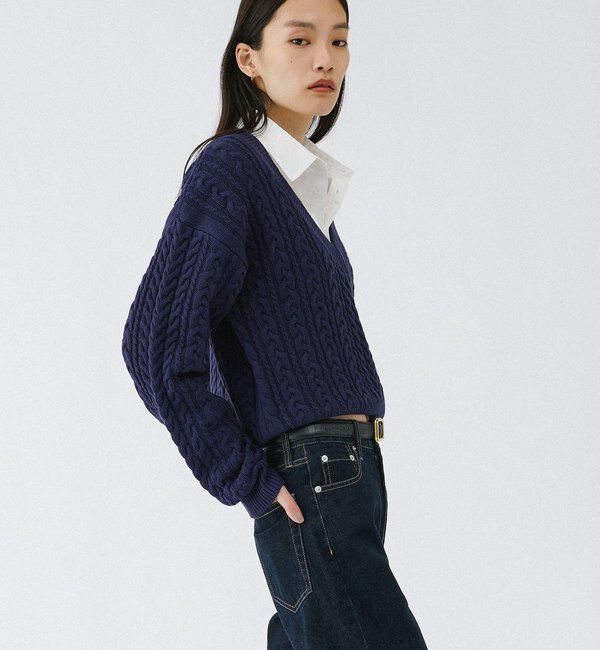  「【2026AW Debut】【UNFORM】ケーブルショートニット」|ニット・セーター|