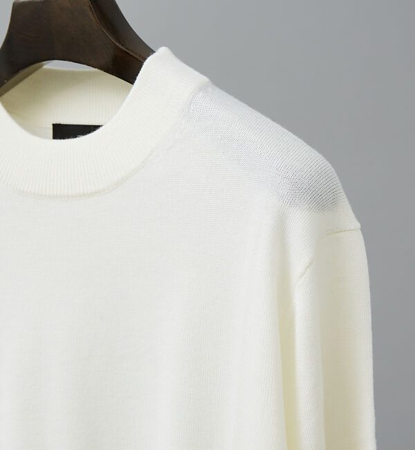 ABAHOUSE「【カシミアタッチ】Pure Merino ハイゲージモックネック ニット」|ニット・セーター|オフホワイト