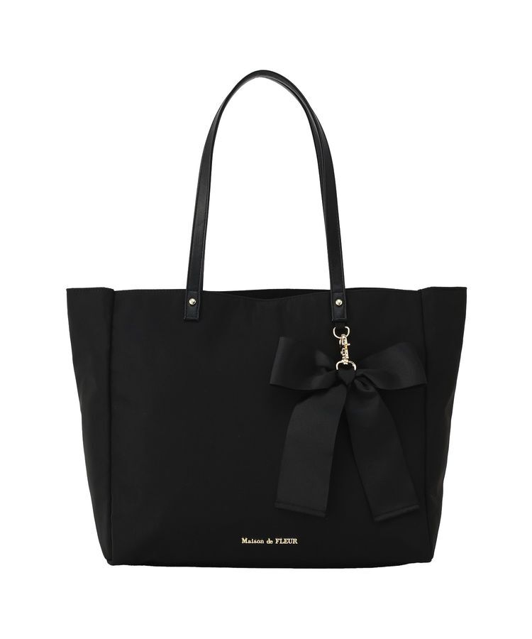 Maison de FLEUR「【機能性バッグ/A4対応】リボンチャーム付き3ルームトートバッグ」|トートバッグ|