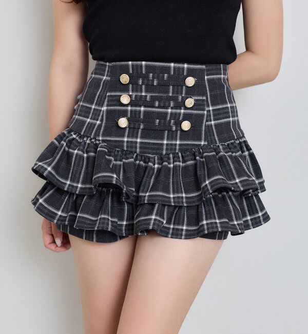  「【SMサイズ展開】ナポレオンフリルミニスカート」|スカート|グレー系その他