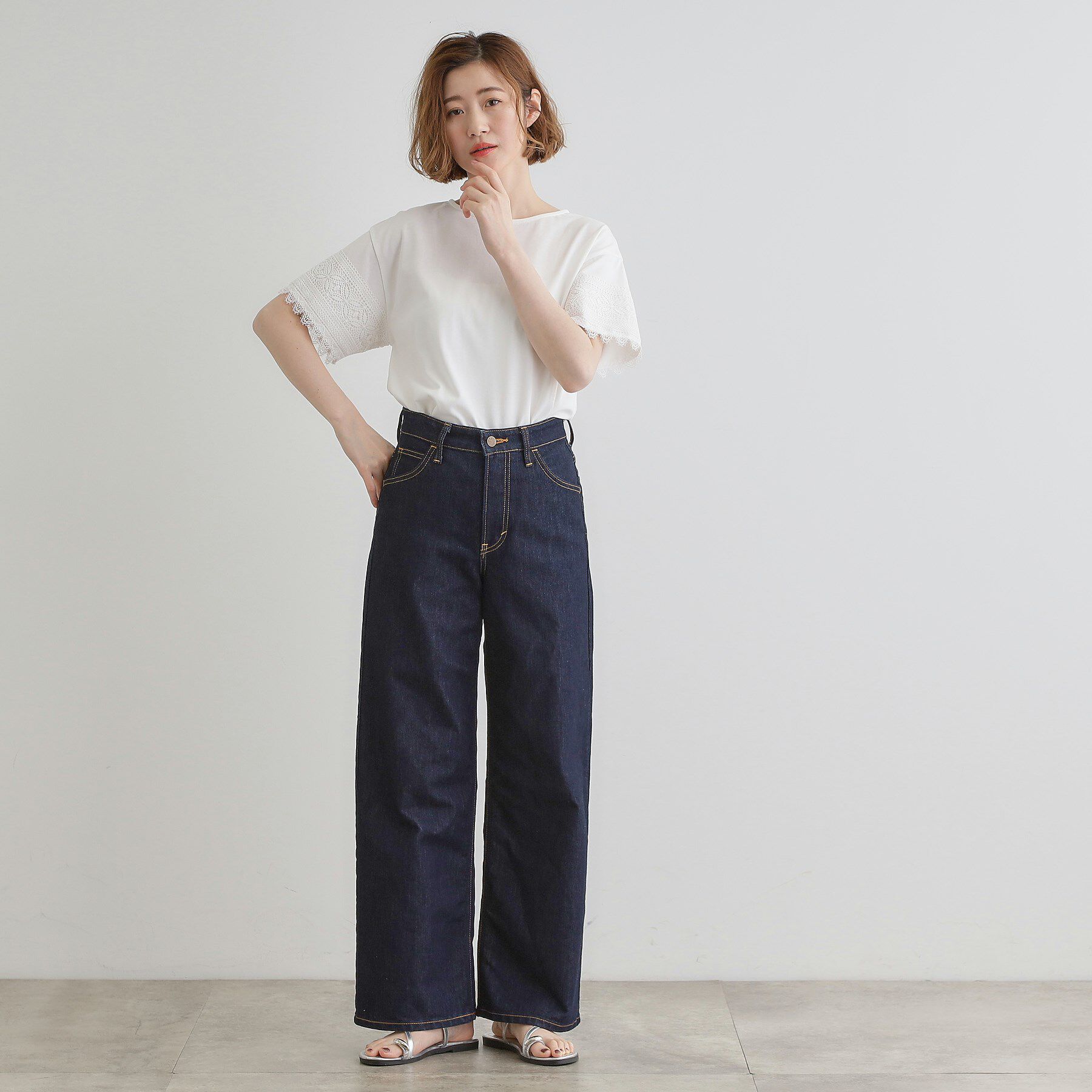 grove「【洗える/二の腕カバー】上品なレースで叶える、きちんと見えの夏Tシャツ」|Tシャツ・カットソー|