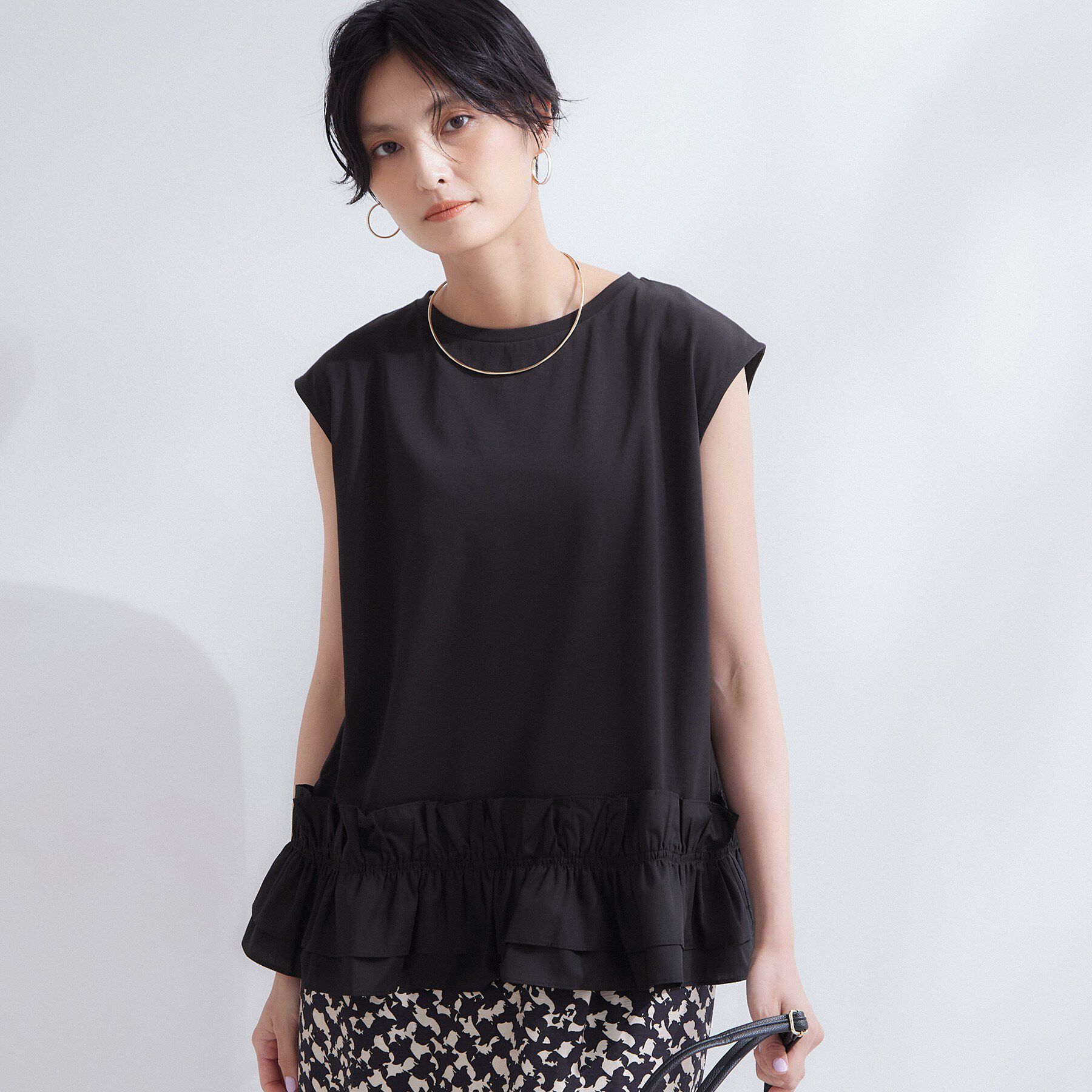 OPAQUE.CLIP「裾フリルドッキングカットソー【洗濯機OK】」|Tシャツ・カットソー|