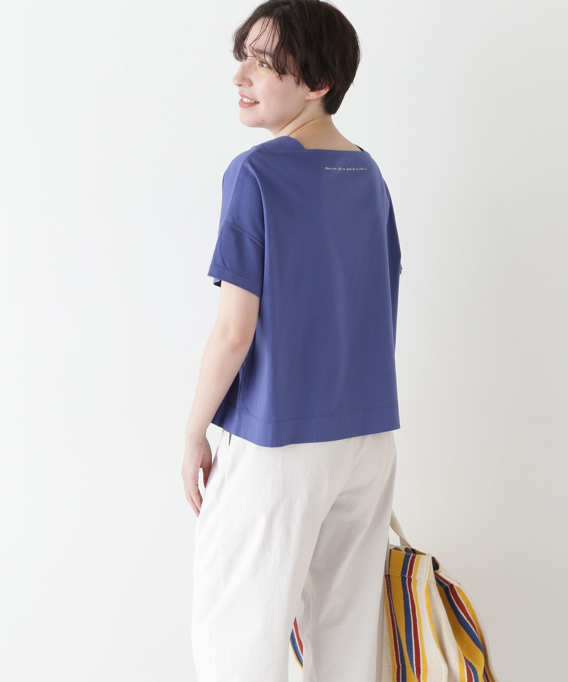  「◆≪汗ジミ軽減≫ 機能素材バック刺繍ロゴプルオーバー」|Tシャツ・カットソー|ブルーネイビ