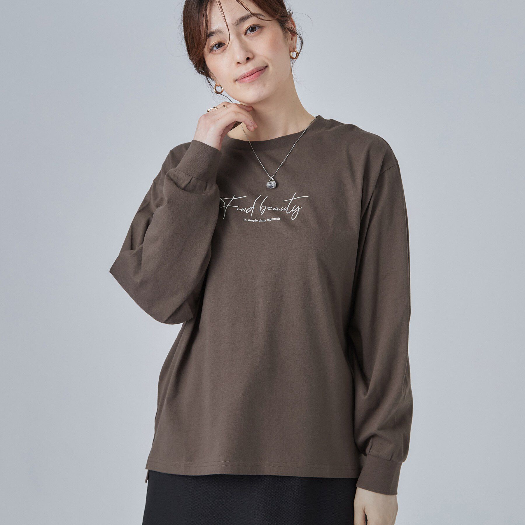 SHOO･LA･RUE「【S-LL】デイリー使いに 選べる6柄プリントロンT」|Tシャツ・カットソー|ブラウン(043)