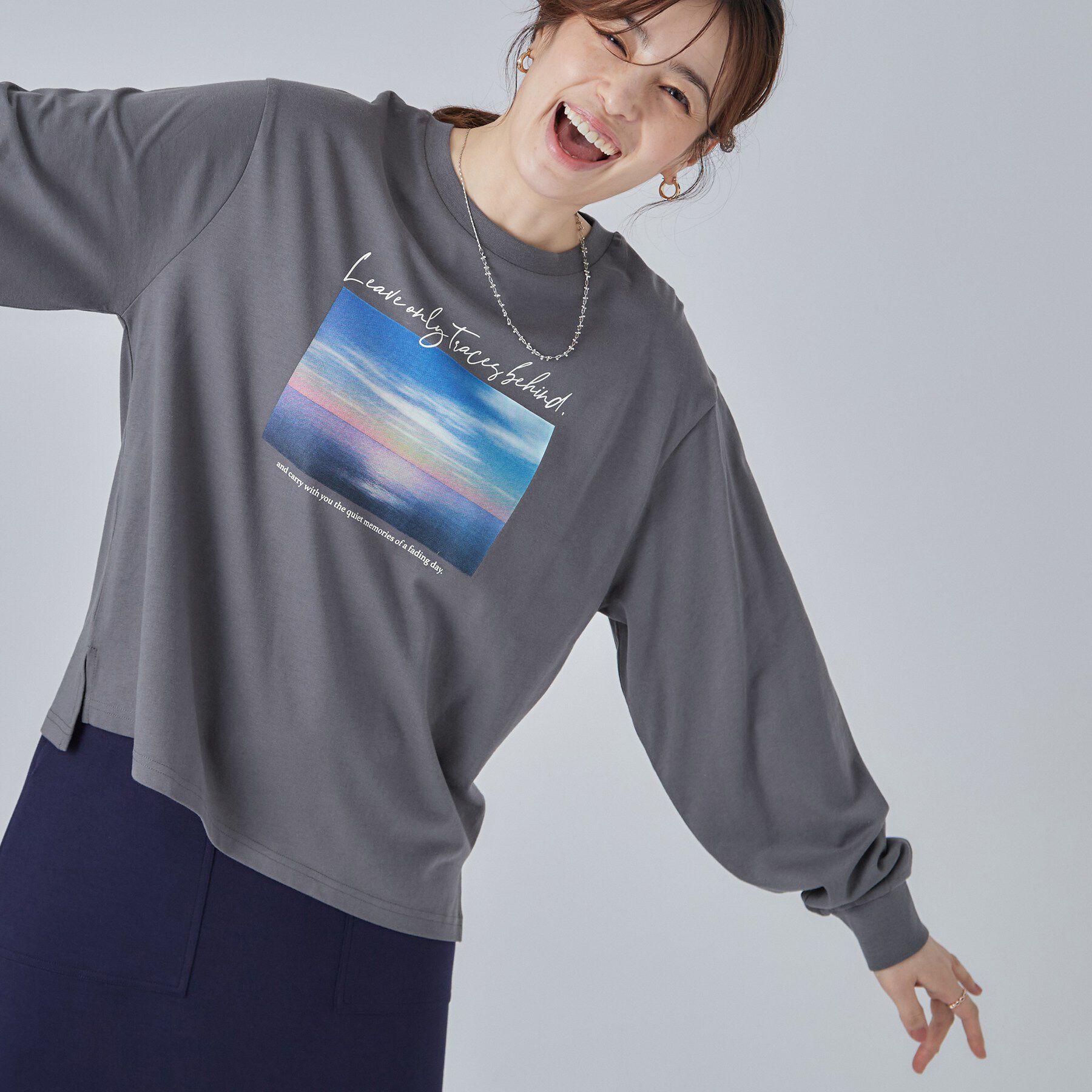 SHOO･LA･RUE「【S-LL】デイリー使いに 選べる6柄プリントロンT」|Tシャツ・カットソー|ライトグレー(210