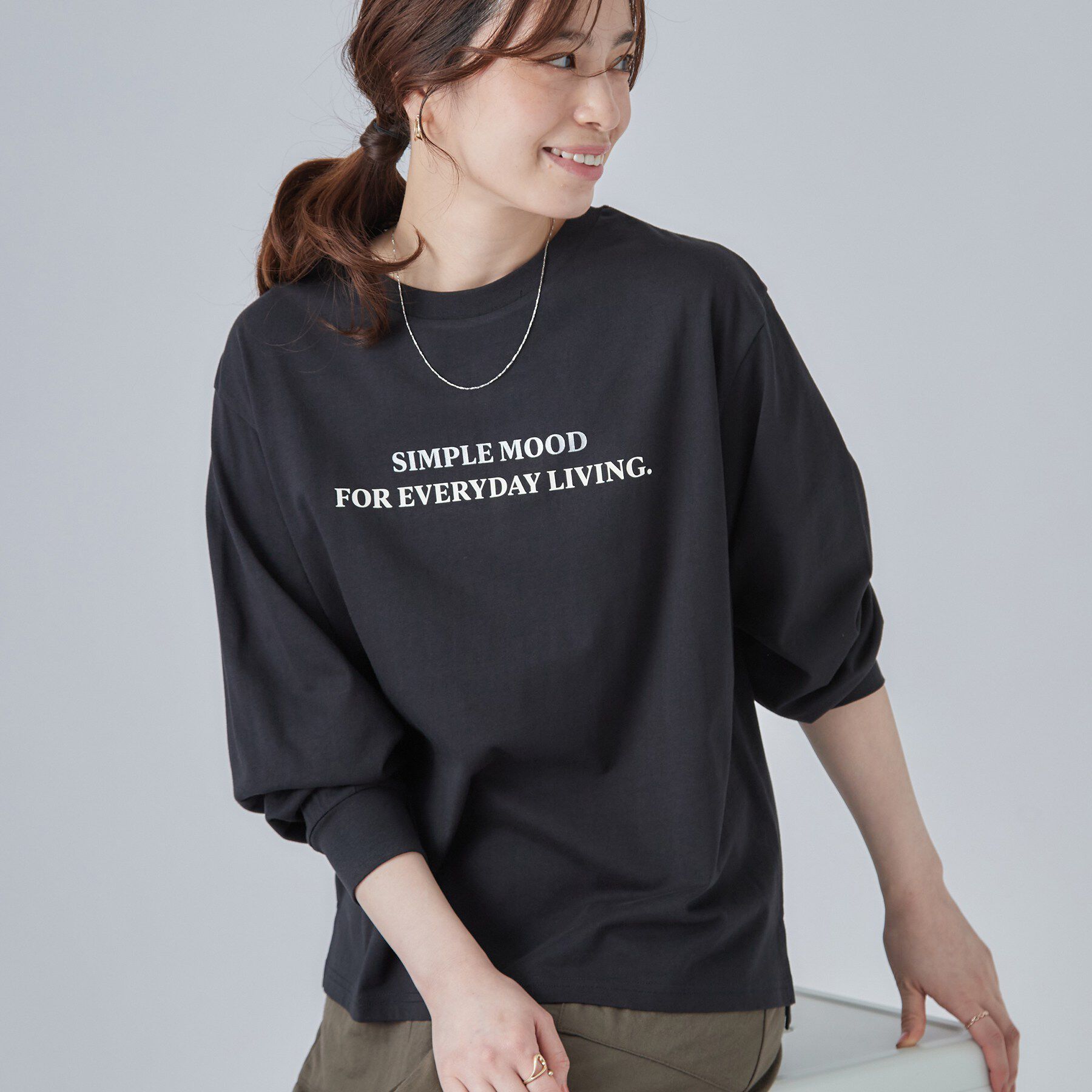 SHOO･LA･RUE「【S-LL】デイリー使いに 選べる6柄プリントロンT」|Tシャツ・カットソー|ブラック(319)