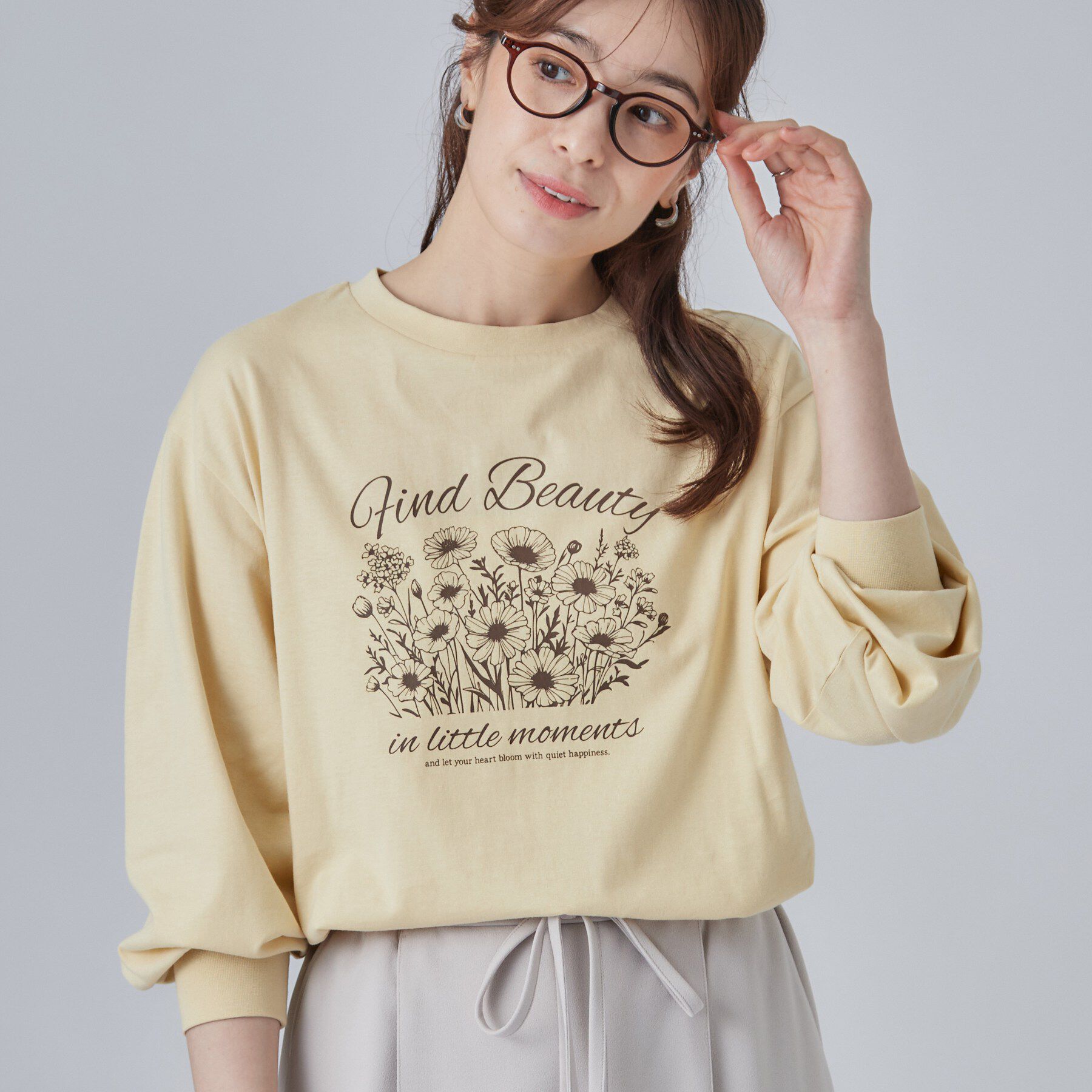 SHOO･LA･RUE「【S-LL】デイリー使いに 選べる6柄プリントロンT」|Tシャツ・カットソー|ライトイエロー(53