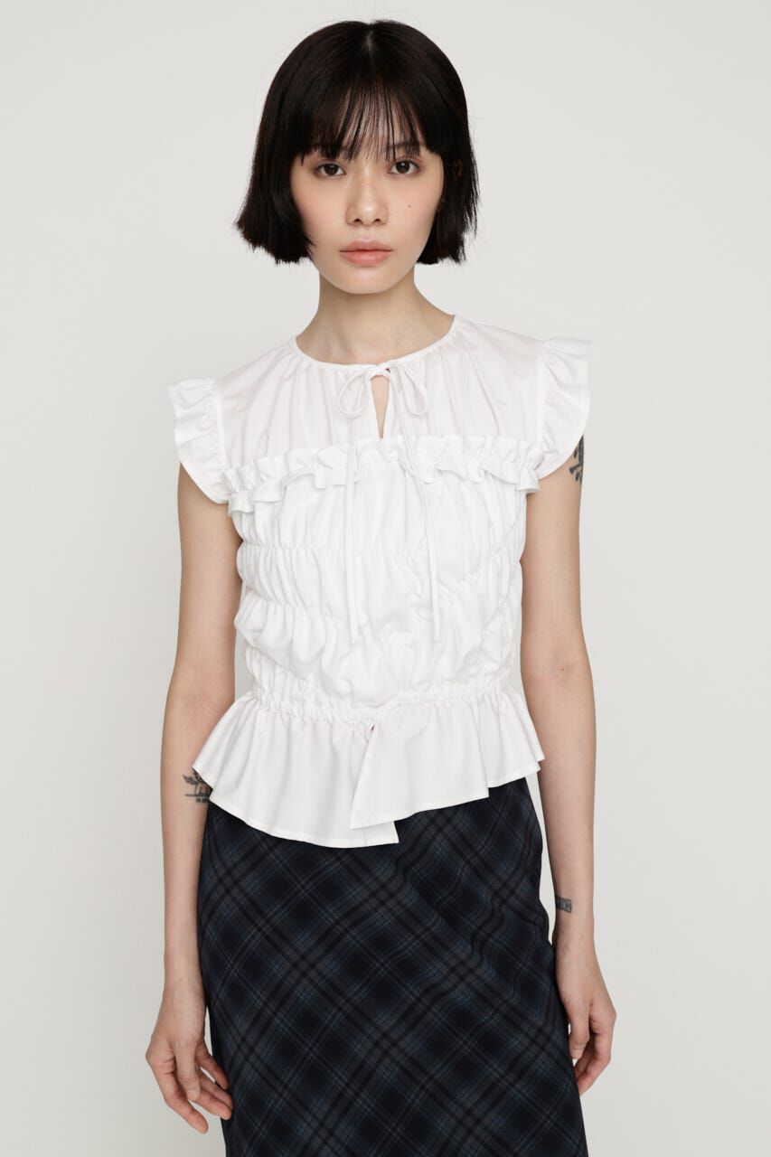 SLY「ASYMMETRY SHIRRING トップス」|タンクトップ|